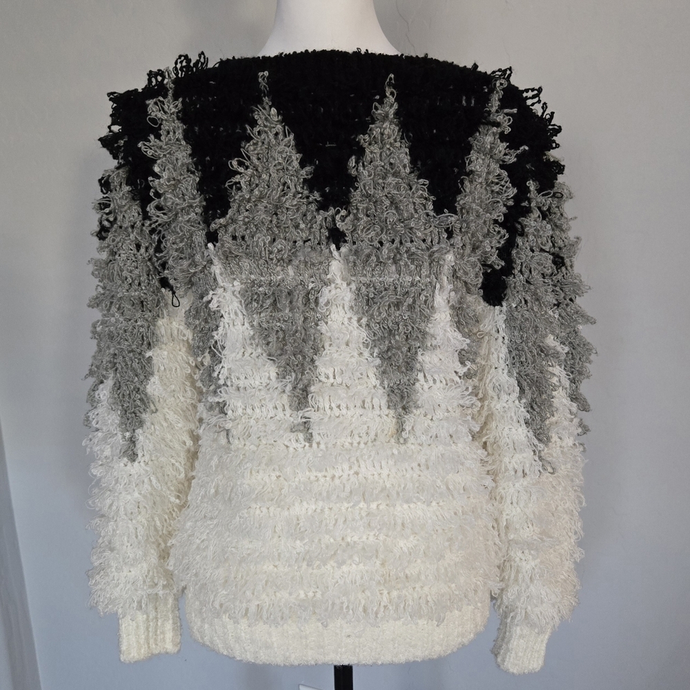 Answers By Riddles Fringe Boho Shaggy Colorblock … - image 1